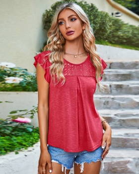 Spring and summer round neck American style tops for women
