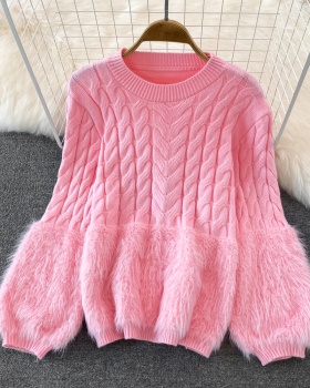 Retro thick Western style tops round neck knitted sweater