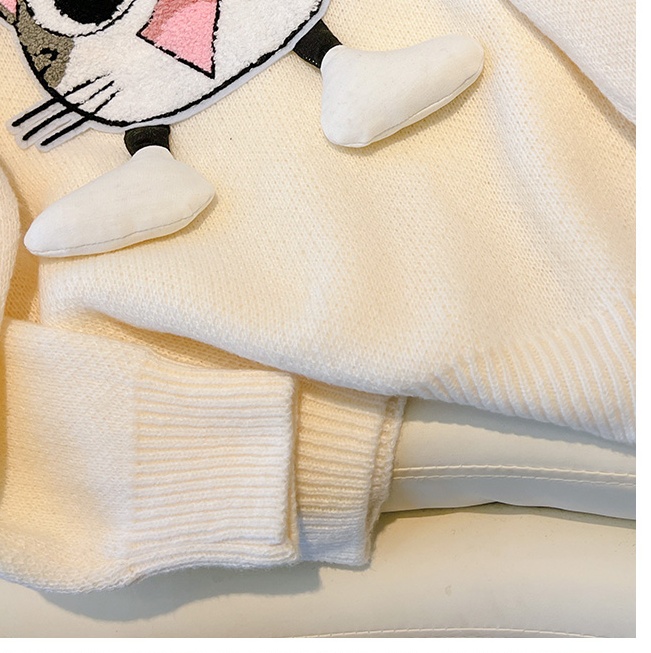 Knitted cartoon tops inside the ride sweater for women