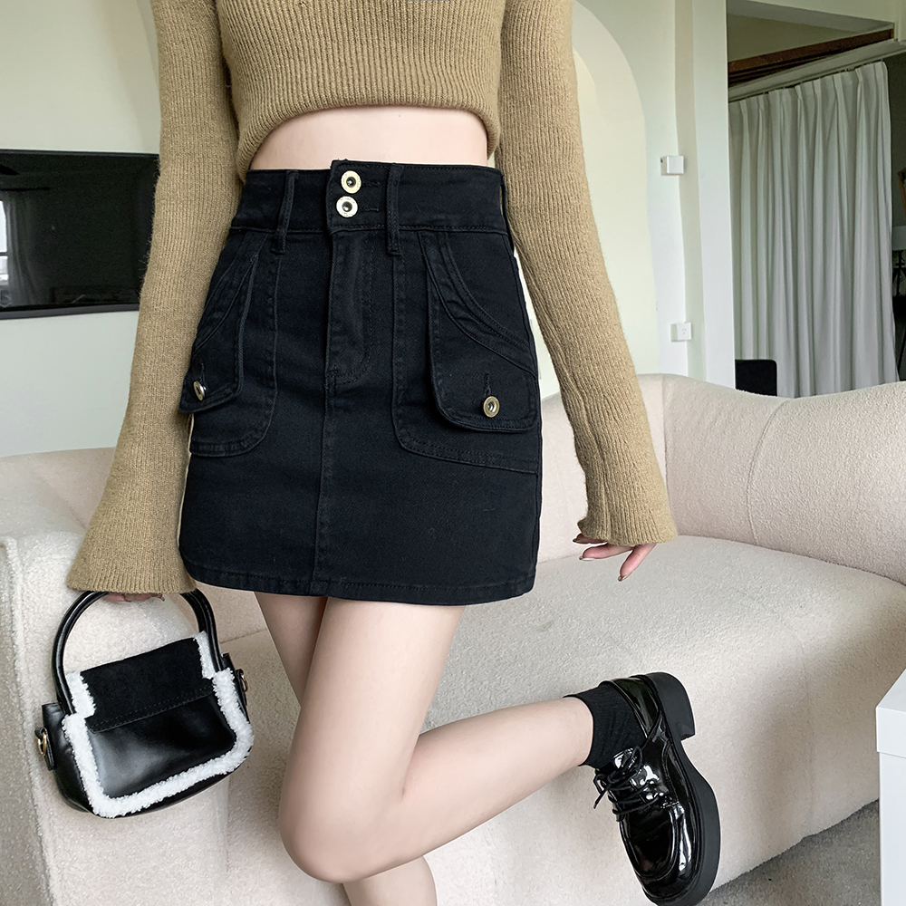 High waist slim skirt anti emptied personality jeans