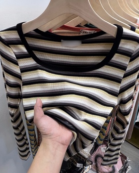 Long sleeve tops screw thread bottoming shirt for women