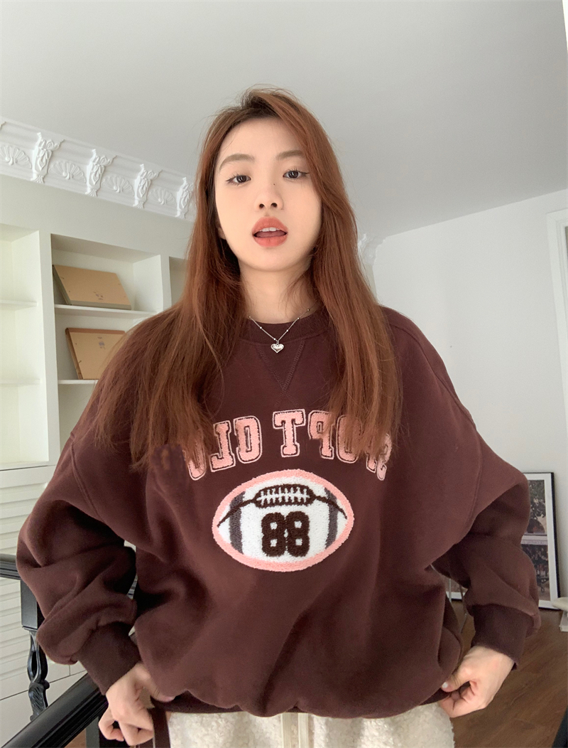 Letters autumn coat thick retro hoodie for women