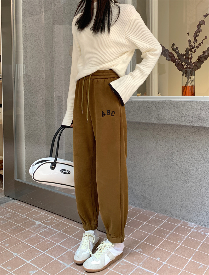 Embroidery letters sweatpants slim all-match casual pants