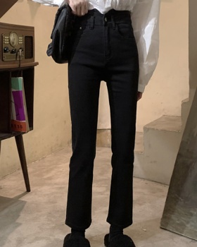 All-match high waist jeans Korean style black pants