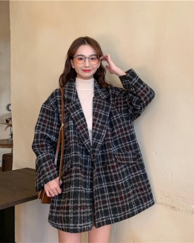 Korean style loose woolen coat thick plus cotton business suit