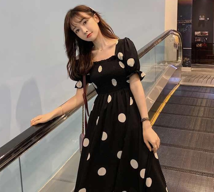 Korean style summer slim long dress chiffon fashion dress
