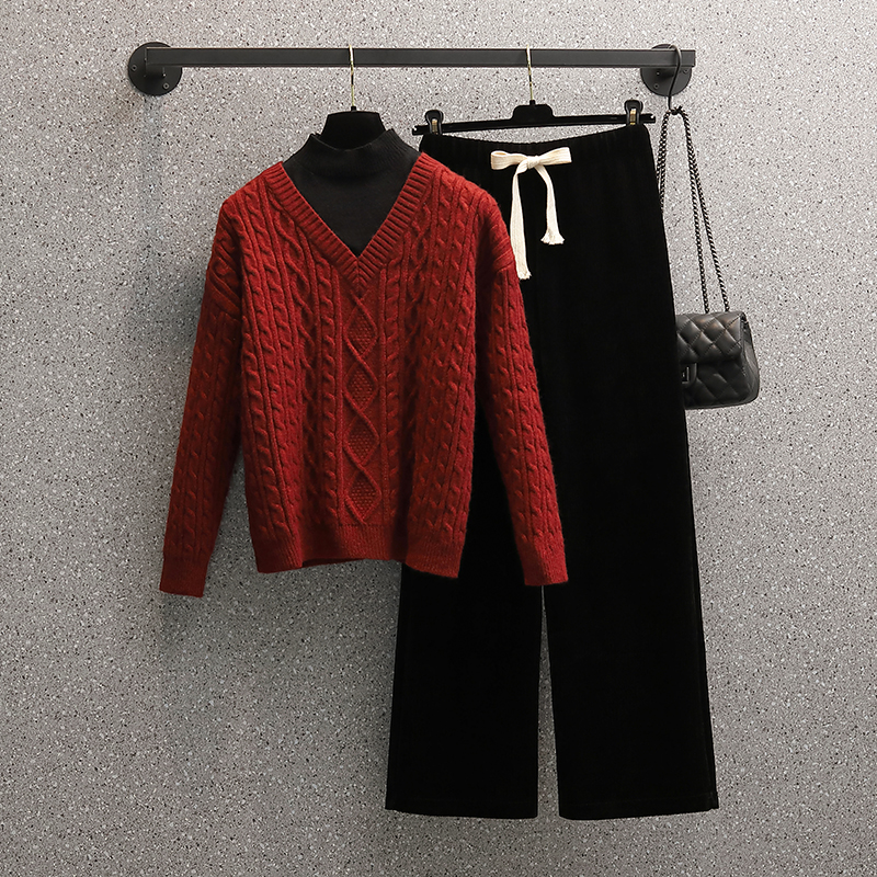 Slim autumn and winter fashion sweater a set for women