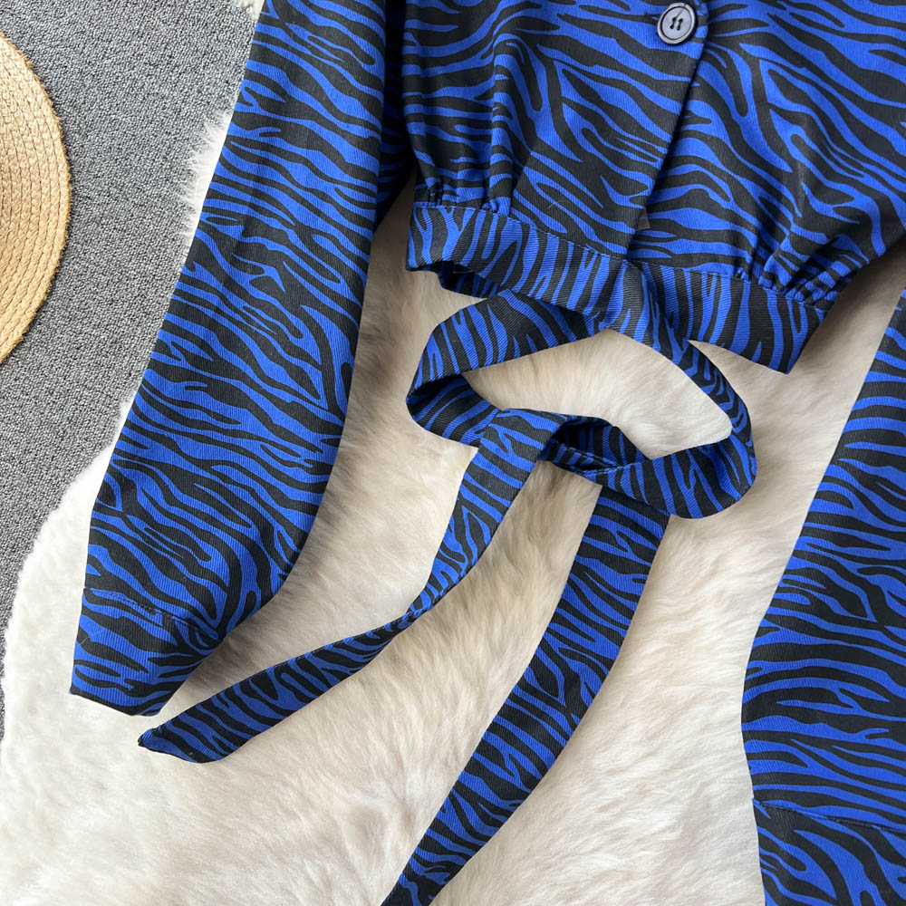 Zebra spring and autumn navel slim long sleeve frenum shirt
