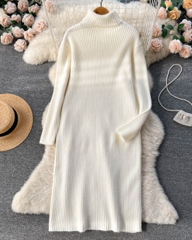 Knitted bottoming dress long sweater for women