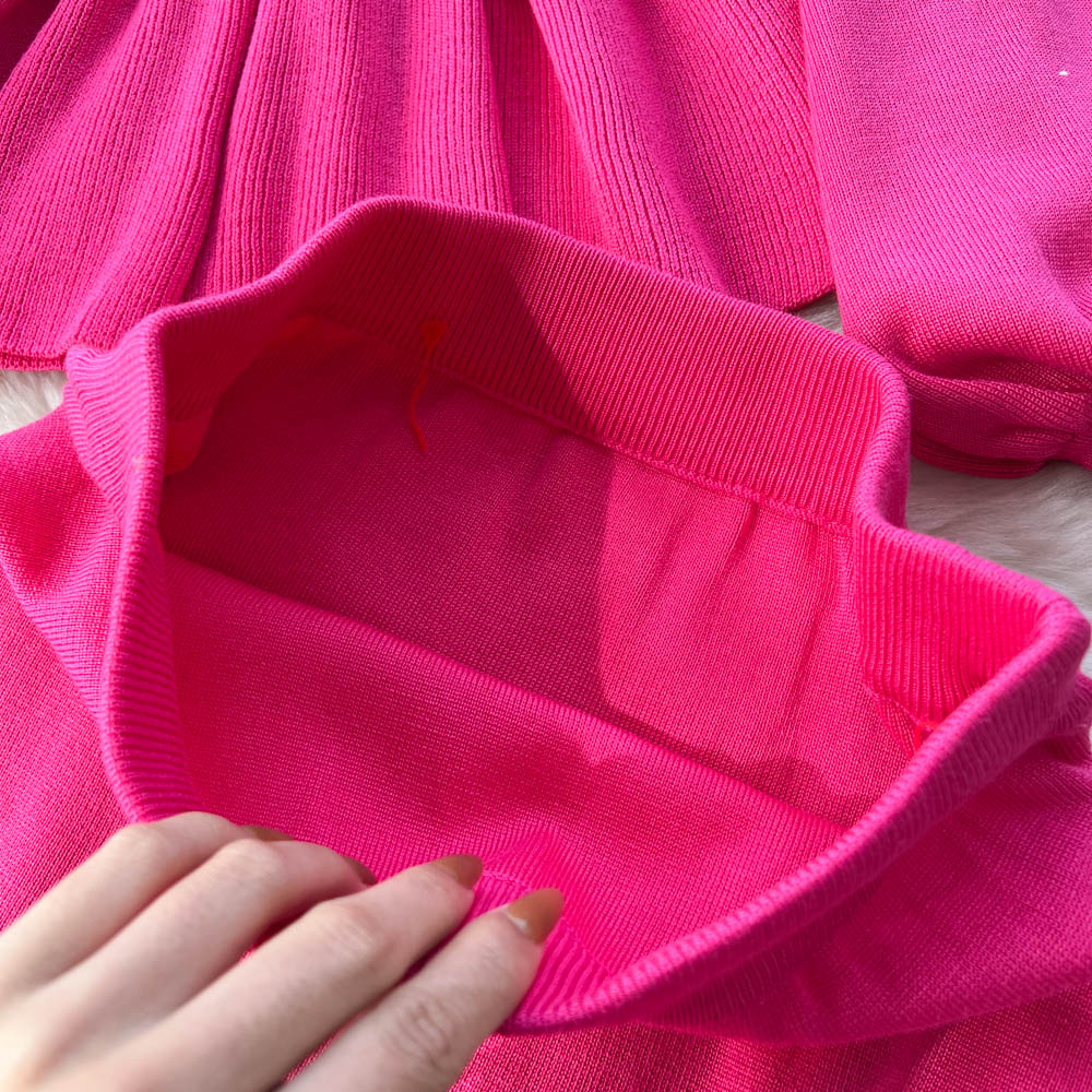 Lotus leaf edges tops ladies skirt 2pcs set for women