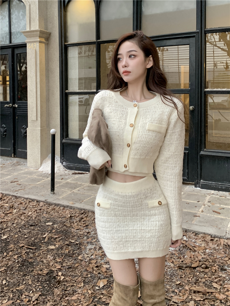 Fashion and elegant cardigan sling sweater 3pcs set