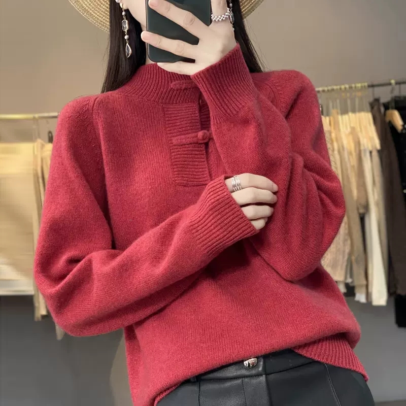 Thick retro bottoming shirt knitted wool sweater for women