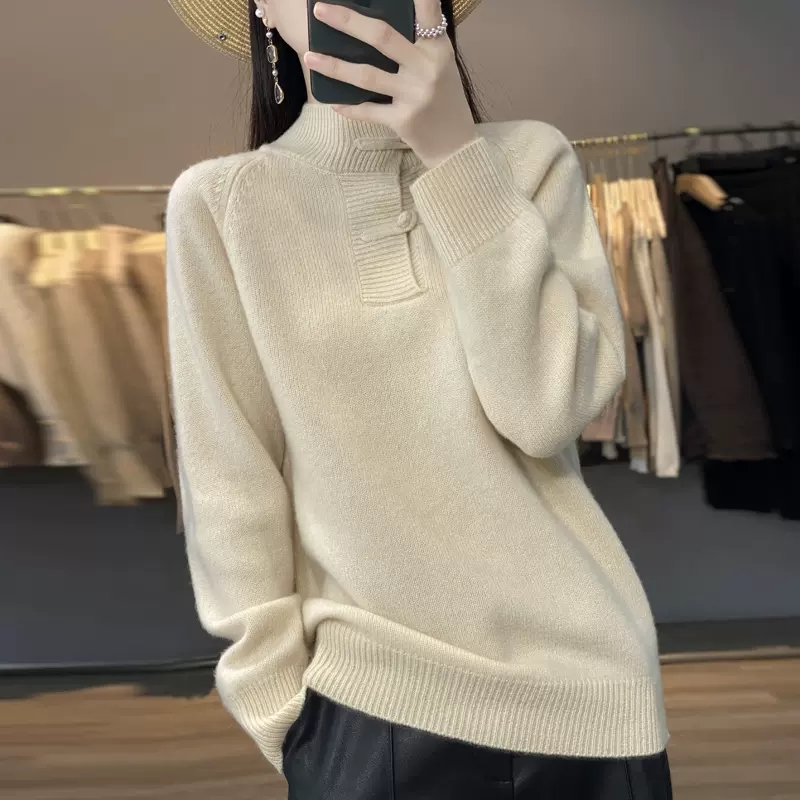 Thick retro bottoming shirt knitted wool sweater for women