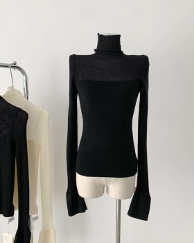 Bottoming translucent wool winter tops for women