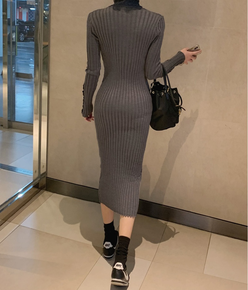 Package hip dress knitted long dress for women