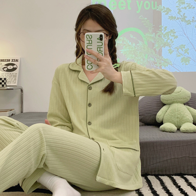Student long pants pajamas 2pcs set for women