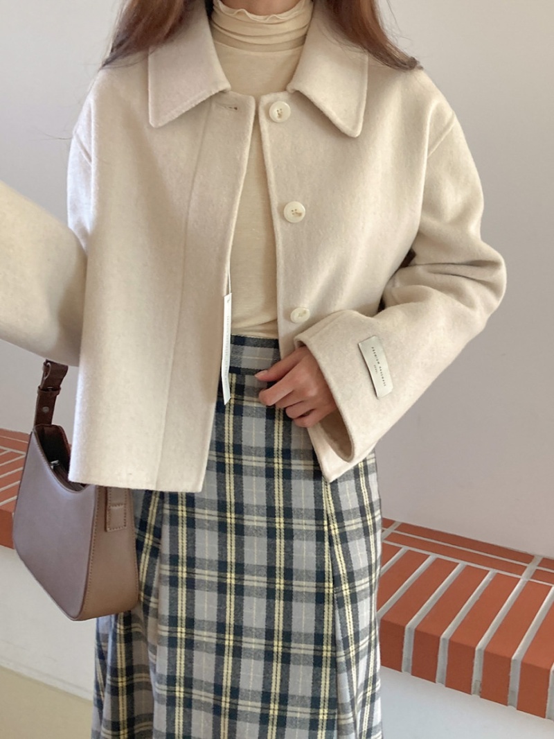 Fashion short lapel Korean style woolen coat