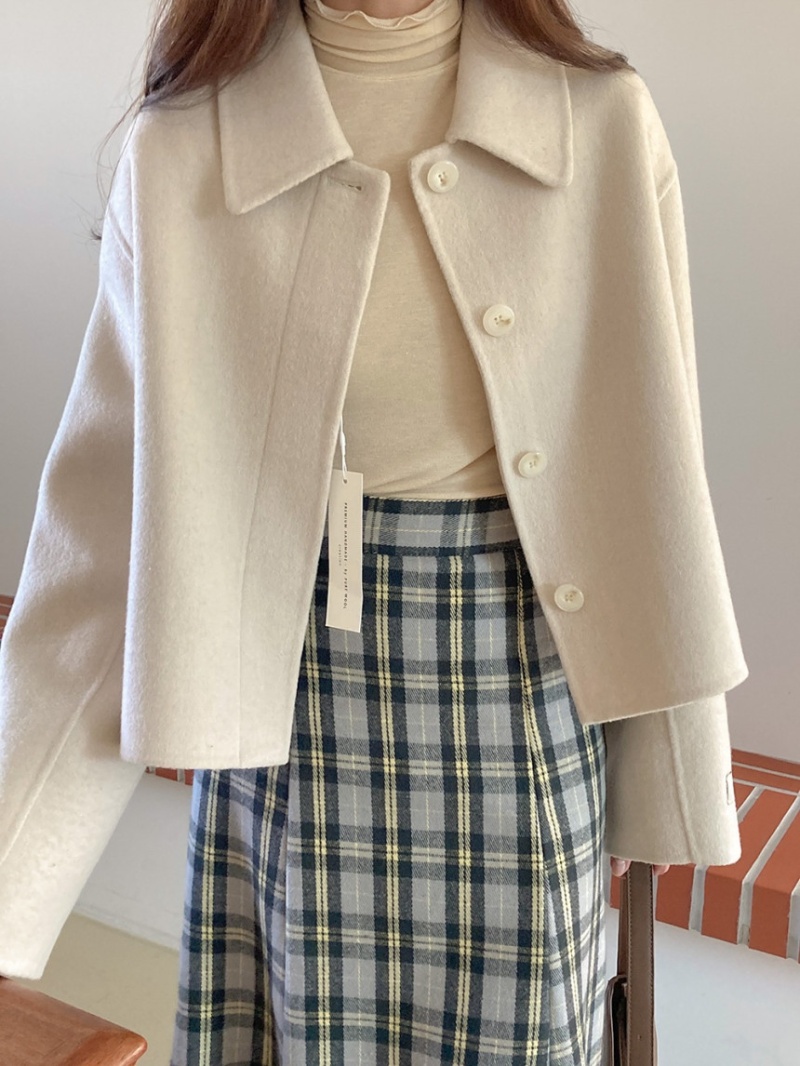 Fashion short lapel Korean style woolen coat