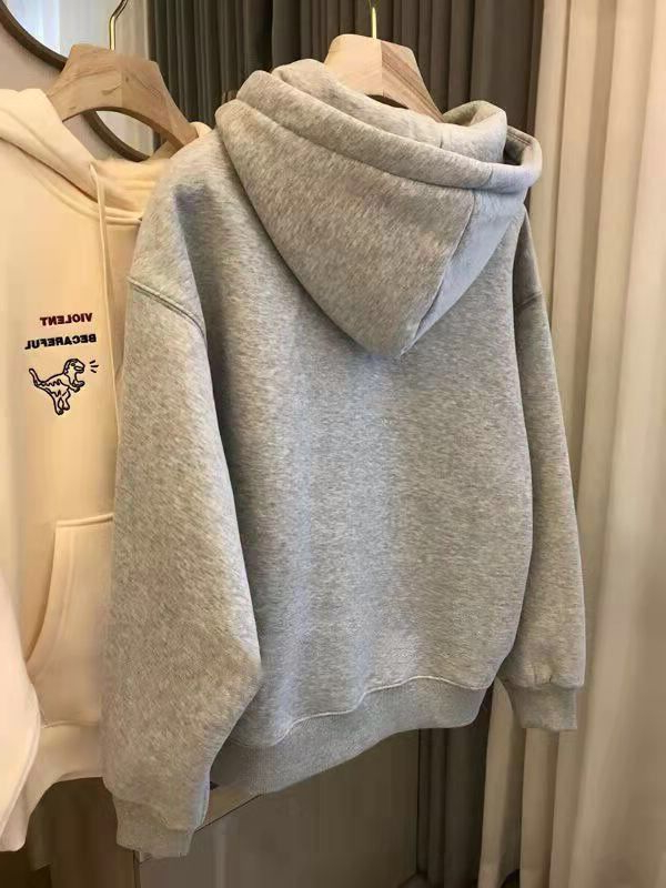 Autumn and winter hoodie embroidery coat