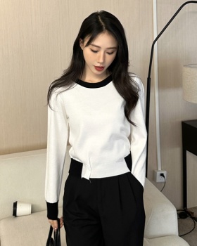 All-match mixed colors tops long sleeve sweater for women