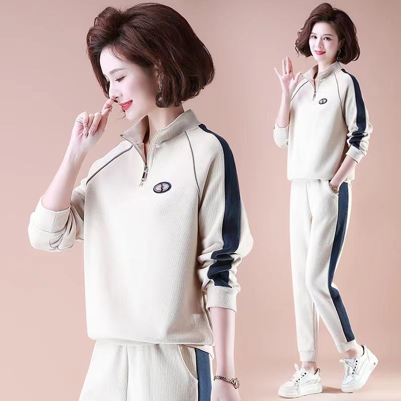 Sports spring and autumn hoodie 2pcs set for women