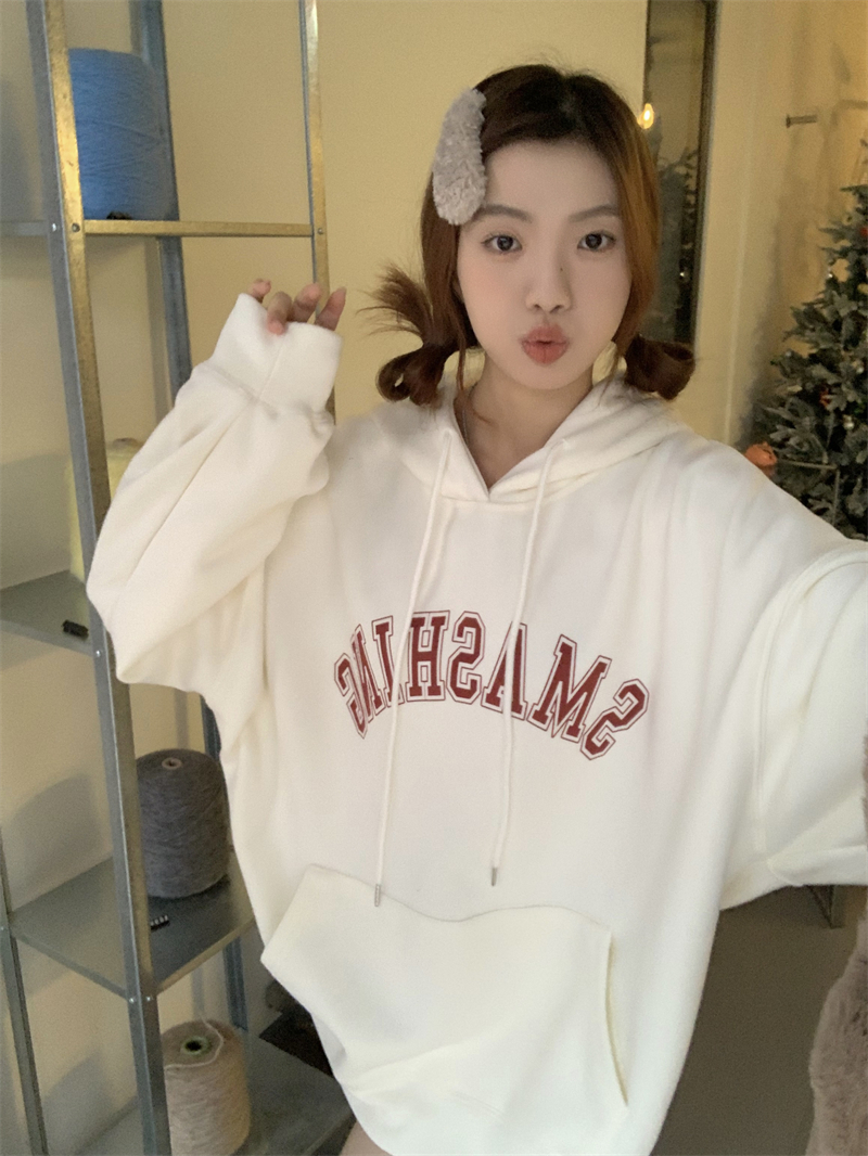 Korean style Casual letters hoodie winter hooded tops