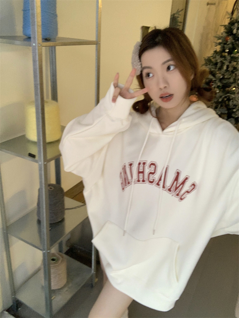 Korean style Casual letters hoodie winter hooded tops
