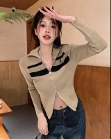 Korean style zip tops slim sweater
