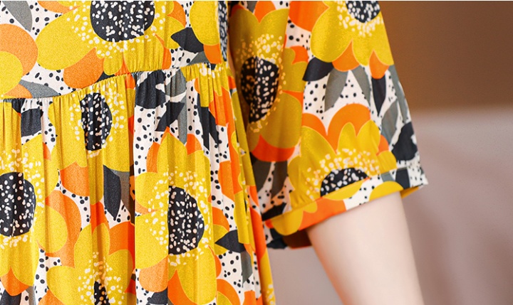 Summer floral shirt silk France style long dress
