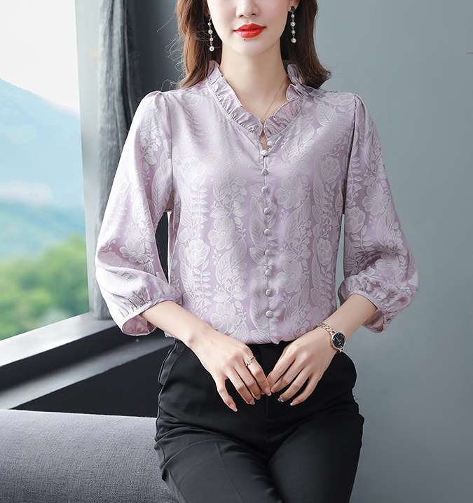 All-match silk small shirt loose tops for women