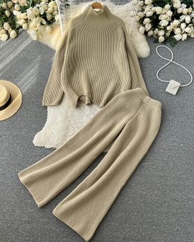 Knitted sweater long pants 2pcs set for women