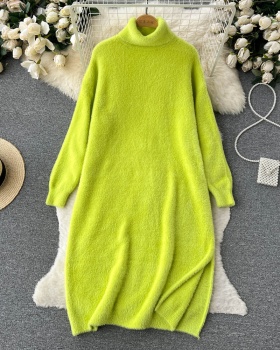 Fluffy autumn and winter sweater bottoming loose dress