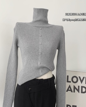Slim long sleeve bottoming sweater high collar lazy T-shirt