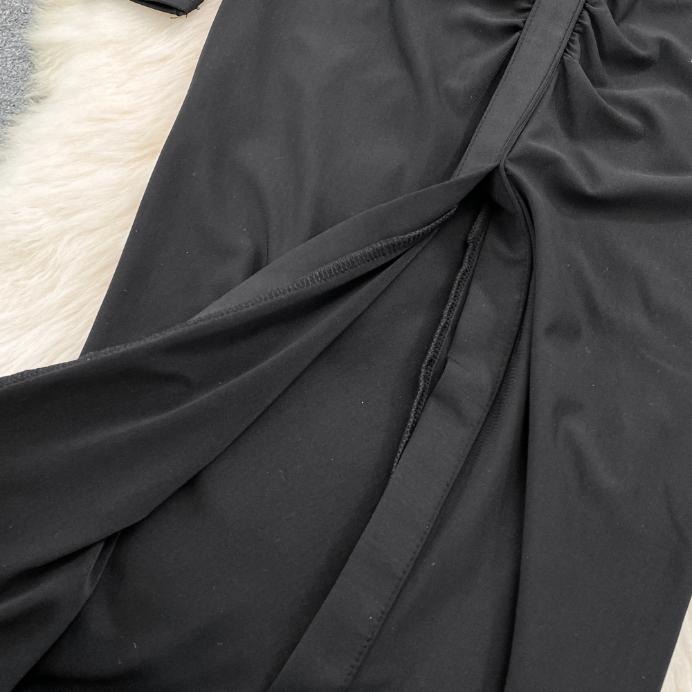 Split unique slim fold long ladies package hip dress