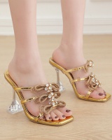 Open toe bow slippers high-heeled sandals for women