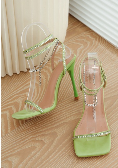High-heeled rhinestone cingulate open toe sandals for women