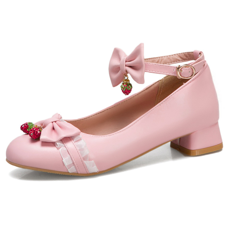 Student thick bow girl shoes for women