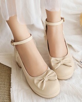 Retro thick bow high-heeled middle-heel shoes for women