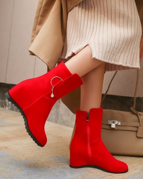 High-heeled plus velvet short boots slipsole women's boots