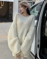 Long white Korean style loose all-match knitted sweater
