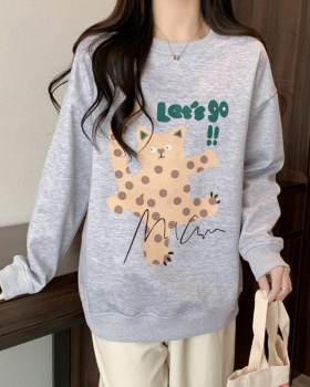 Autumn and winter loose large yard round neck hoodie