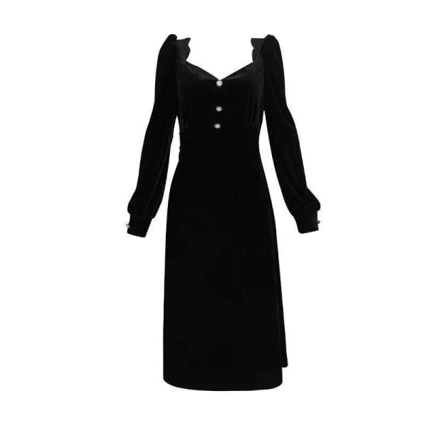 V-neck spring and autumn slim France style retro dress