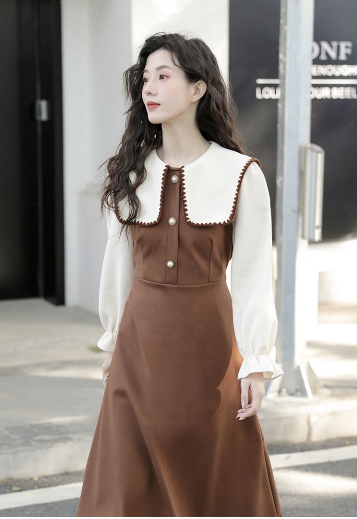 Slim bottoming dress pinched waist long dress for women