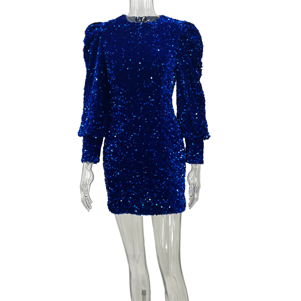 Package hip sequins pure European style dress