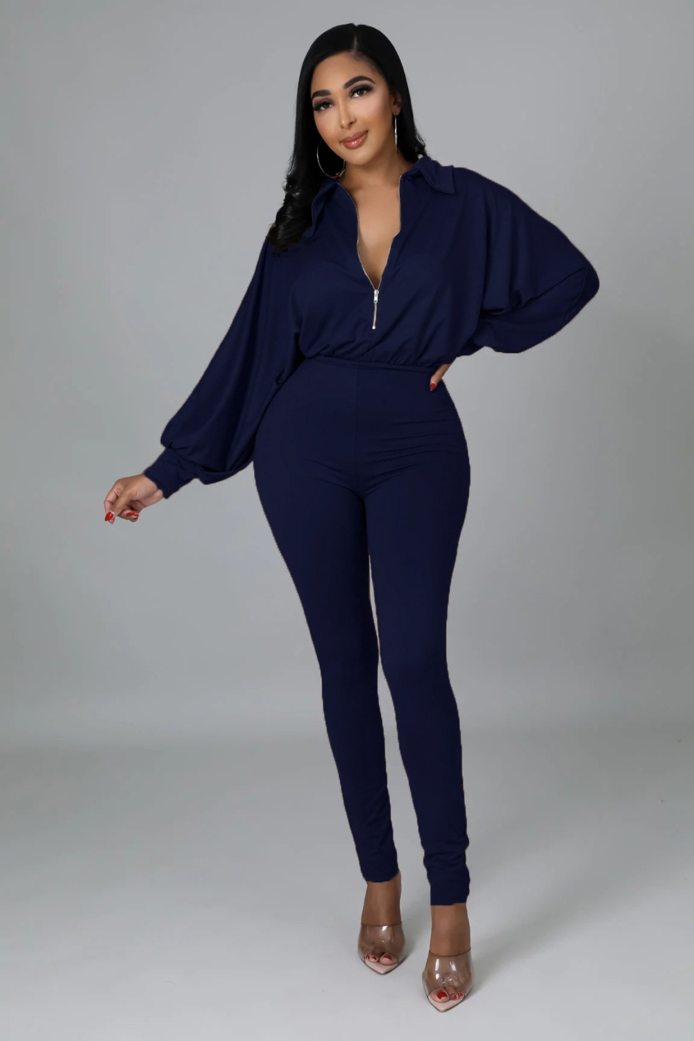 Tight temperament jumpsuit long sleeve cardigan for women