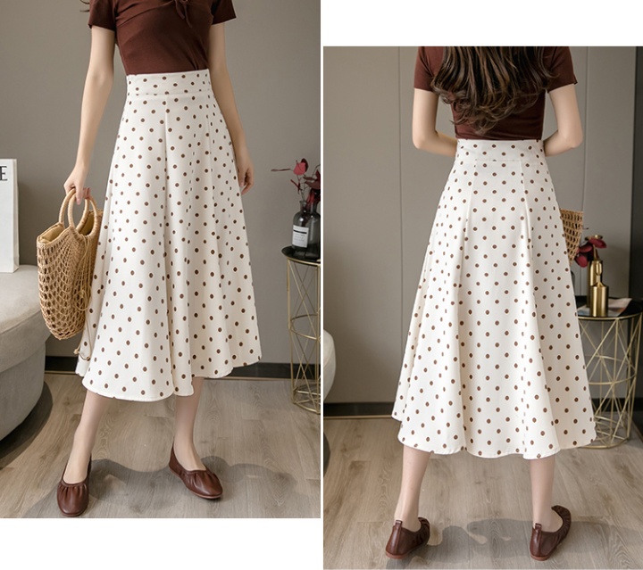 Spring polka dot long dress high waist slim skirt for women