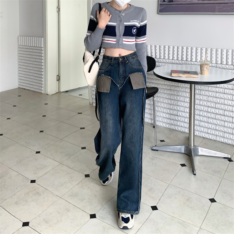 Autumn and winter wide leg long pants loose jeans for women