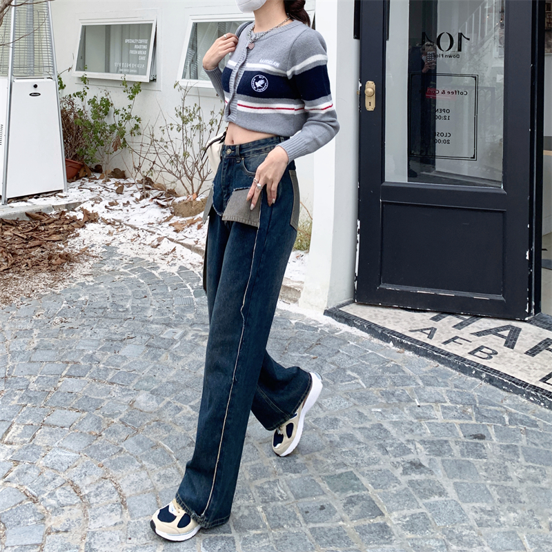Autumn and winter wide leg long pants loose jeans for women