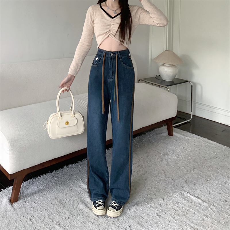 Spring and autumn long pants straight jeans for women