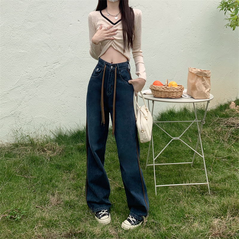 Spring and autumn long pants straight jeans for women